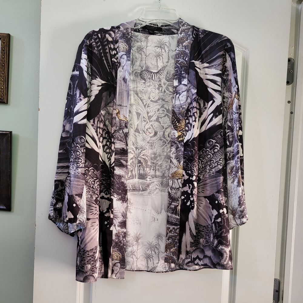 All Saints Black and White Patterned Kimono S XS